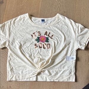 Old Navy Cream Tee with Pink Floral Graphic